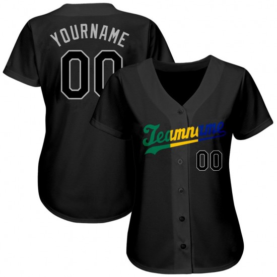 Custom Black Black-Royal Authentic Baseball Jersey