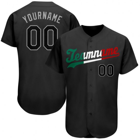 Custom Black Black-Kelly Green Authentic Baseball Jersey