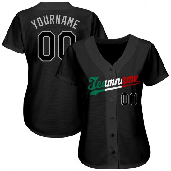 Custom Black Black-Kelly Green Authentic Baseball Jersey