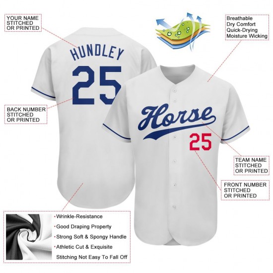 Custom White Royal-Red Authentic Baseball Jersey