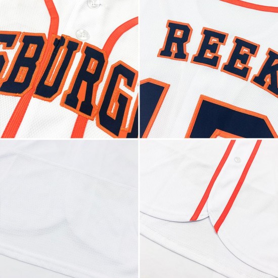 Custom White Orange-Black Authentic Baseball Jersey