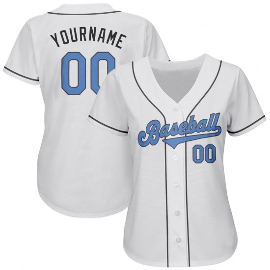 Custom White Light Blue-Dark Gray Authentic Father's Day Baseball Jersey