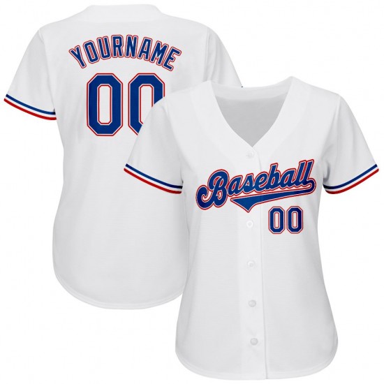 Custom White Royal-Red Authentic Baseball Jersey