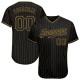 Custom Black Old Gold Strip Black Authentic Baseball Jersey