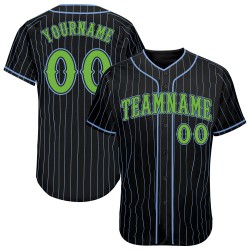 Custom Black Light Blue Strip Neon Green Authentic Baseball Jersey