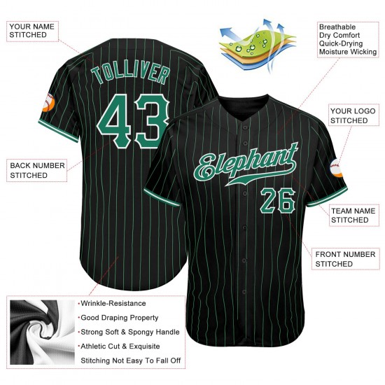 Custom Black Kelly Green Strip Kelly Green-White Authentic Baseball Jersey