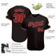 Custom Black Red Strip Red-White Authentic Baseball Jersey