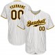 Custom White Brown Strip Brown-Gold Authentic Baseball Jersey