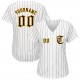 Custom White Brown Strip Brown-Gold Authentic Baseball Jersey