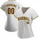 Custom White Brown Strip Brown-Gold Authentic Baseball Jersey