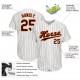 Custom White Brown Strip Brown-Orange Authentic Baseball Jersey