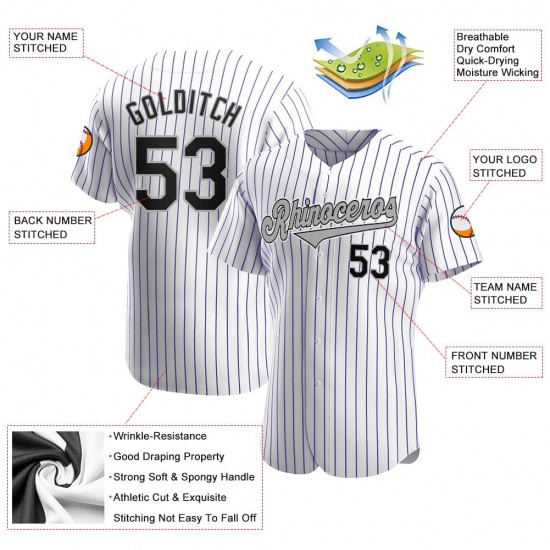 Custom White Purple Strip Black-Gray Authentic Baseball Jersey