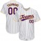 Custom White Purple Strip Purple-Gold Authentic Baseball Jersey