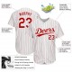 Custom White Red Strip Red-White Authentic Baseball Jersey