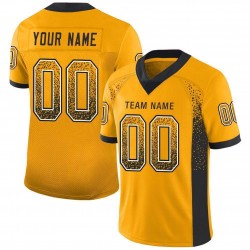 Custom Gold Black-White Mesh Drift Fashion Football Jersey