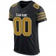 Custom Black Old Gold-White Mesh Authentic Football Jersey