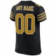 Custom Black Old Gold-White Mesh Authentic Football Jersey