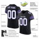 Custom Black White-Purple Mesh Authentic Football Jersey