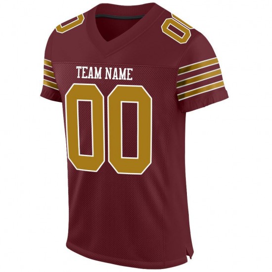 Custom Burgundy Orange-White Mesh Authentic Football Jersey