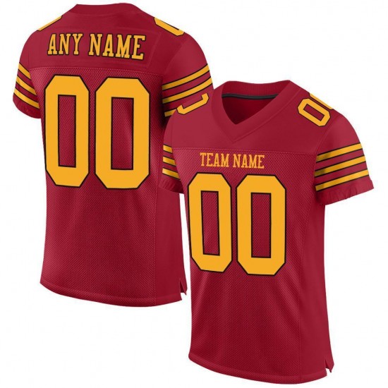 Custom Cardinal Gold-Black Mesh Authentic Football Jersey