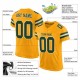 Custom Gold Green-White Mesh Authentic Football Jersey