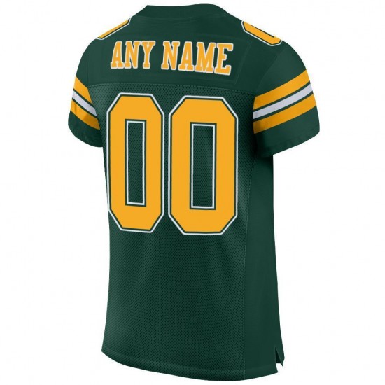 Custom Green Gold-White Mesh Authentic Football Jersey