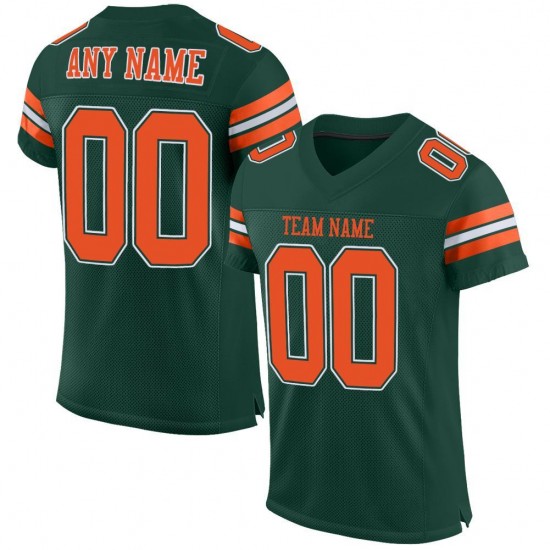 Custom Green Orange-White Mesh Authentic Football Jersey