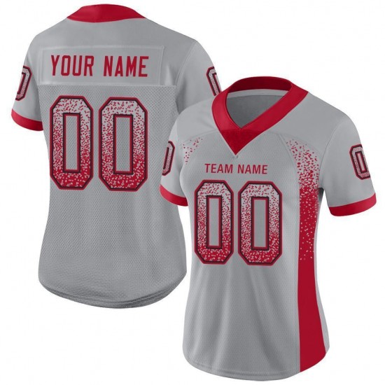 Custom Light Gray Red-Black Mesh Drift Fashion Football Jersey