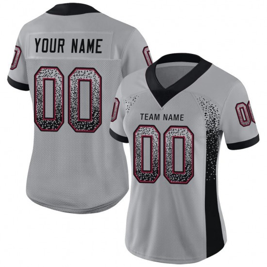 Custom Light Gray Black-Cardinal Mesh Drift Fashion Football Jersey