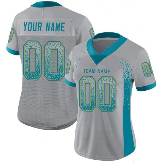 Custom Light Gray Teal-Old Gold Mesh Drift Fashion Football Jersey