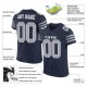 Custom Navy Gray-White Mesh Authentic Football Jersey