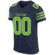 Custom Navy Neon Green-White Mesh Authentic Football Jersey