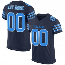 Custom Navy Powder Blue-White Mesh Authentic Football Jersey