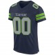 Custom Navy Light Gray-Neon Green Mesh Authentic Football Jersey