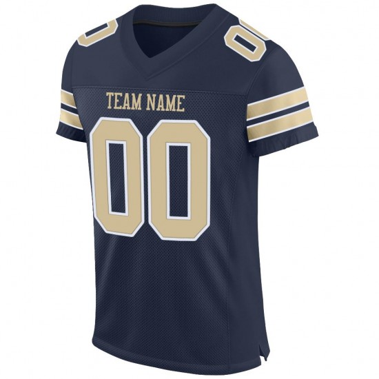 Custom Navy Vegas Gold-White Mesh Authentic Football Jersey