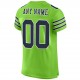 Custom Neon Green Navy-White Mesh Authentic Football Jersey