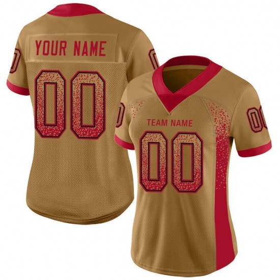 Custom Old Gold Red-Black Mesh Drift Fashion Football Jersey