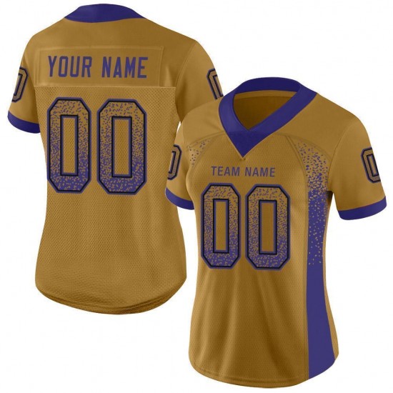 Custom Old Gold Purple-Black Mesh Drift Fashion Football Jersey