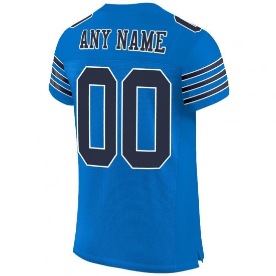 Custom Panther Blue Navy-White Mesh Authentic Football Jersey