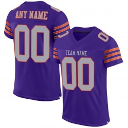 Custom Purple Gray-Orange Mesh Authentic Football Jersey