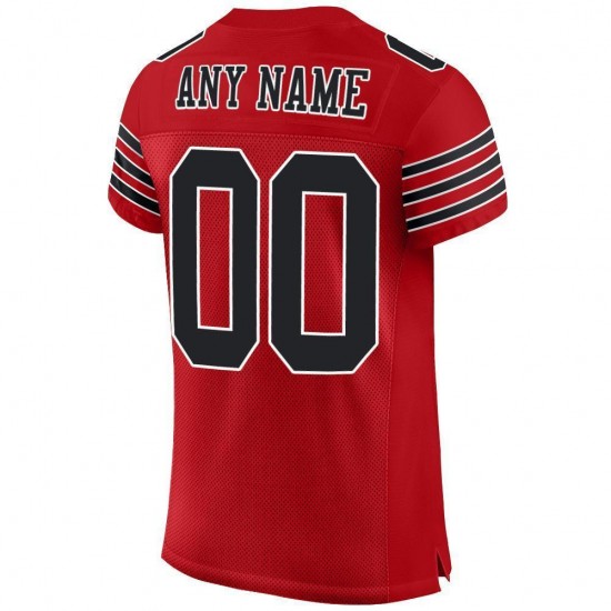 Custom Red Black-White Mesh Authentic Football Jersey