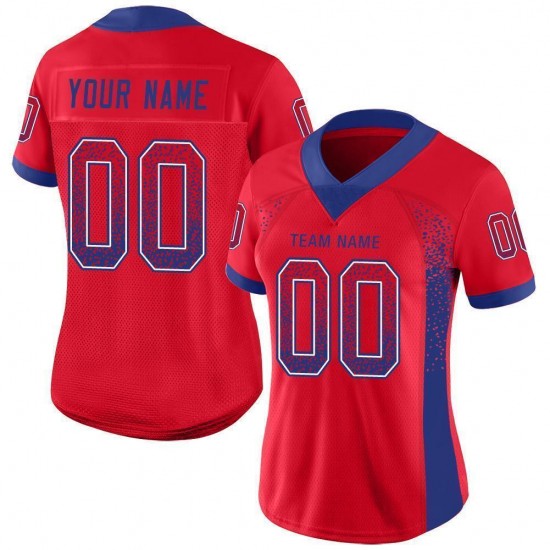 Custom Red Royal-White Mesh Drift Fashion Football Jersey