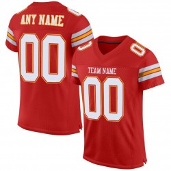 Custom Scarlet White-Gold Mesh Authentic Football Jersey