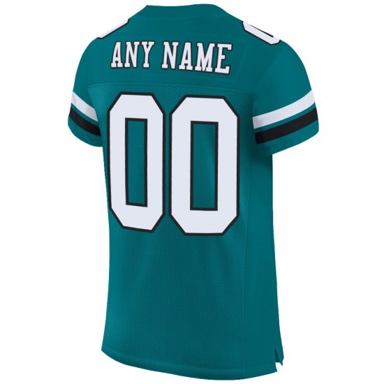 Custom Teal White-Black Mesh Authentic Football Jersey