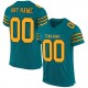 Custom Teal Gold-Black Mesh Authentic Football Jersey