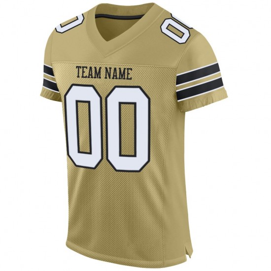 Custom Vegas Gold White-Black Mesh Authentic Football Jersey