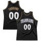 Custom Black White-Old Gold Authentic Throwback Basketball Jersey