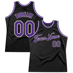 Custom Black Purple-Cream Authentic Throwback Basketball Jersey