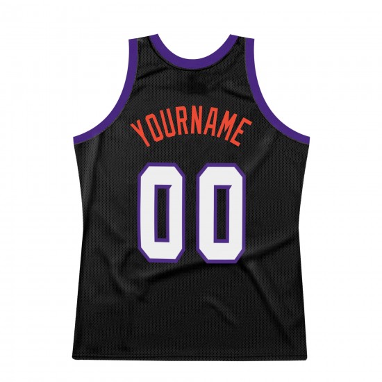 Custom Black White-Purple Authentic Throwback Basketball Jersey