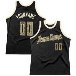 Custom Black Camo-Cream Authentic Throwback Basketball Jersey